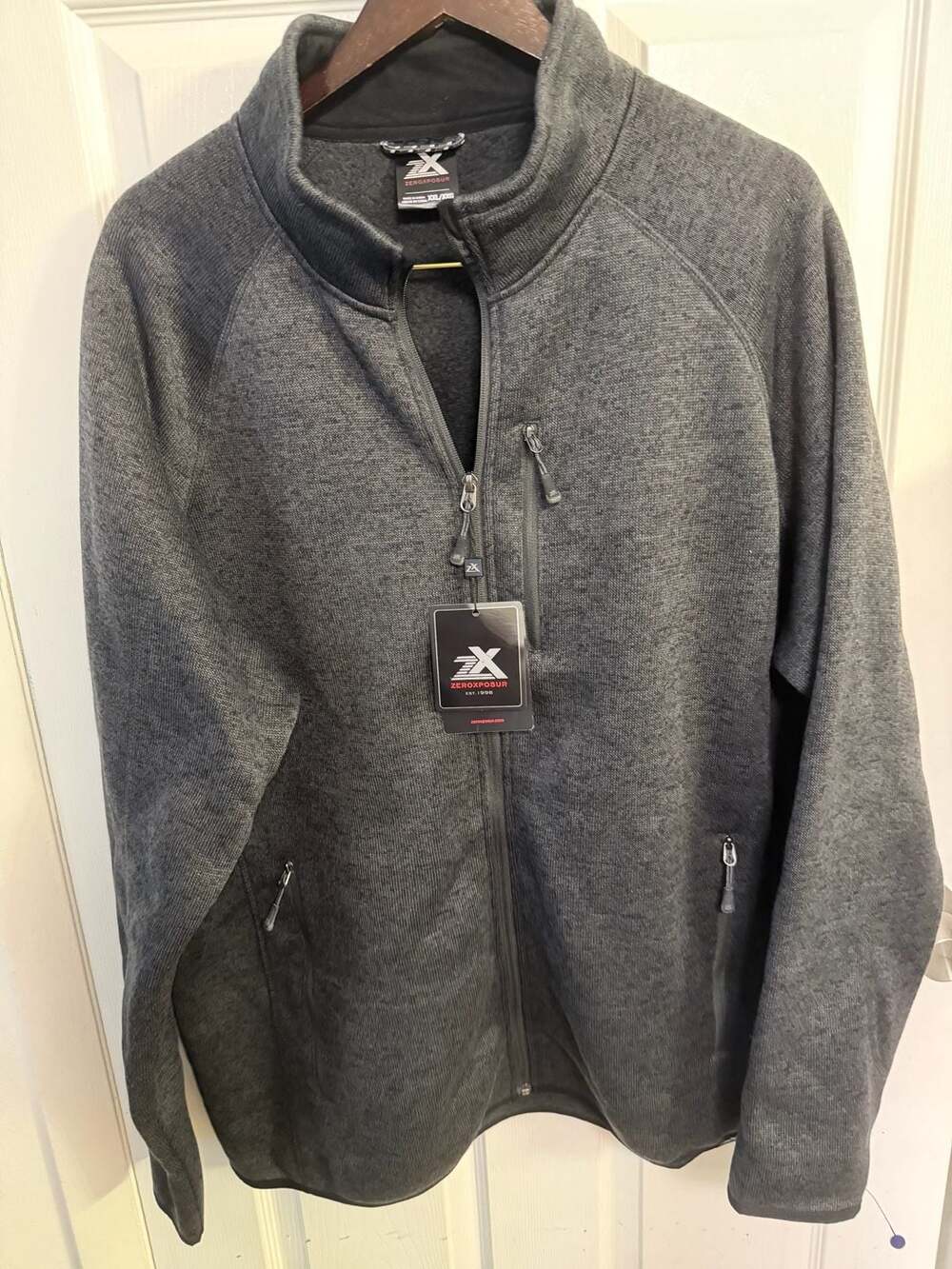 Zeroxposur Men's Sport Knit Full-Zip Performance Jacket Charcoal Heather XXL